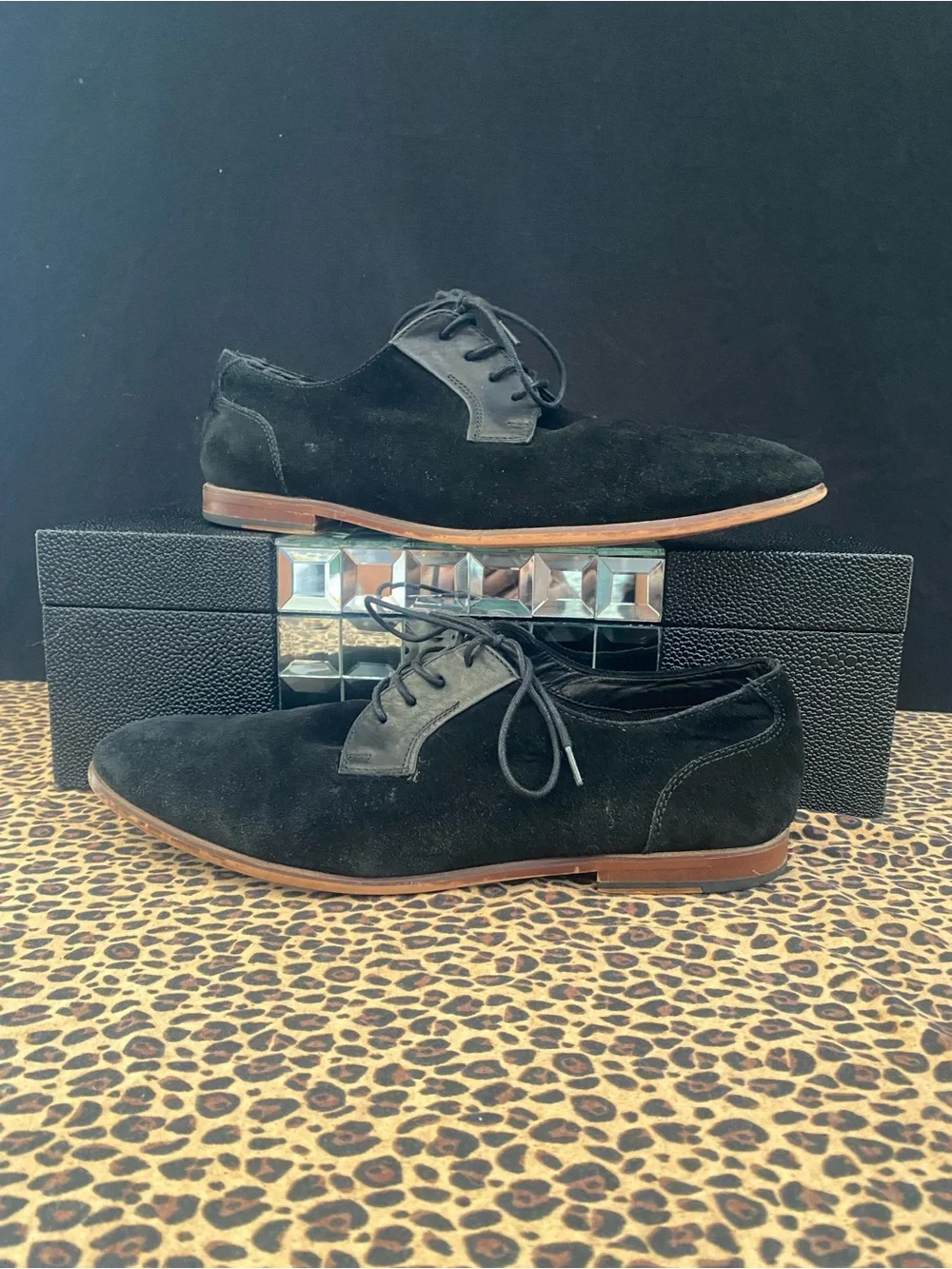 Aldo Black Suede Derby Dress Shoes